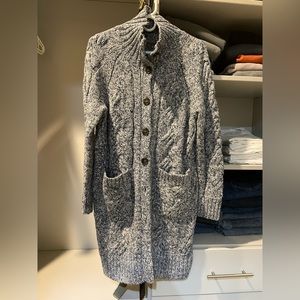 J. Crew POINT SUR blue and white marled long cardigan